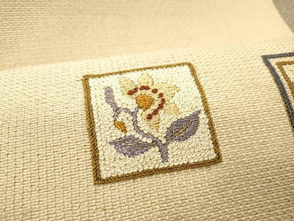 平和屋着物●中国三大刺繍　相良刺繍　総刺繍　八寸名古屋帯　色紙花文　金糸　正絹　逸品　CAAY9213yk