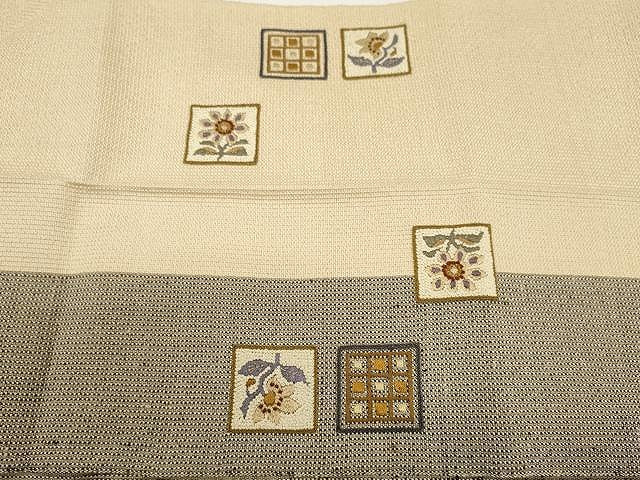 平和屋着物●中国三大刺繍　相良刺繍　総刺繍　八寸名古屋帯　色紙花文　金糸　正絹　逸品　CAAY9213yk