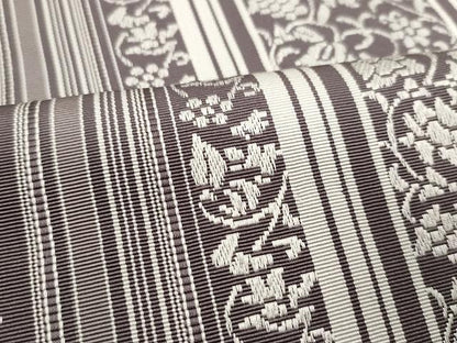 平和屋着物●本場筑前博多織 八寸名古屋帯 花唐草間道 正絹 逸品 CAAY9215yk