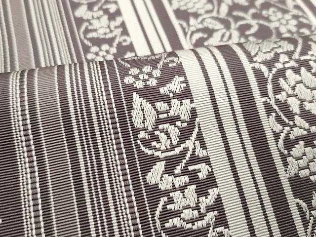 平和屋着物●本場筑前博多織 八寸名古屋帯 花唐草間道 正絹 逸品 CAAY9215yk
