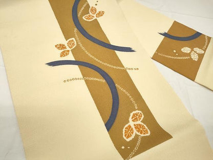 平和屋着物●九寸名古屋帯　絞り　舞花文　鬼しぼ縮緬　正絹　逸品　CAAY9216yk