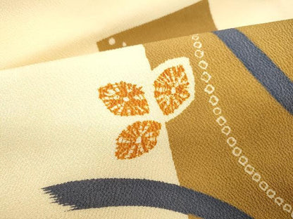 平和屋着物●九寸名古屋帯　絞り　舞花文　鬼しぼ縮緬　正絹　逸品　CAAY9216yk