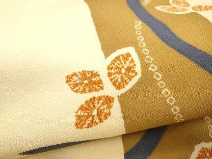 平和屋着物●九寸名古屋帯　絞り　舞花文　鬼しぼ縮緬　正絹　逸品　CAAY9216yk