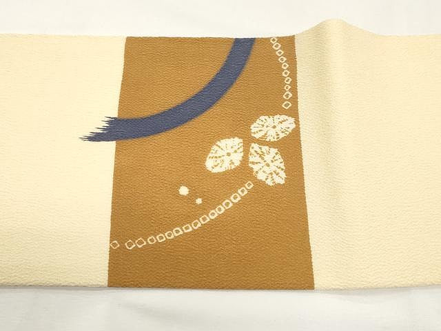平和屋着物●九寸名古屋帯　絞り　舞花文　鬼しぼ縮緬　正絹　逸品　CAAY9216yk
