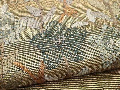 平和屋着物▽スリーシーズン 春夏秋 太鼓柄袋帯 吉祥花文 金糸 正絹 逸品 CAAY9232yk
