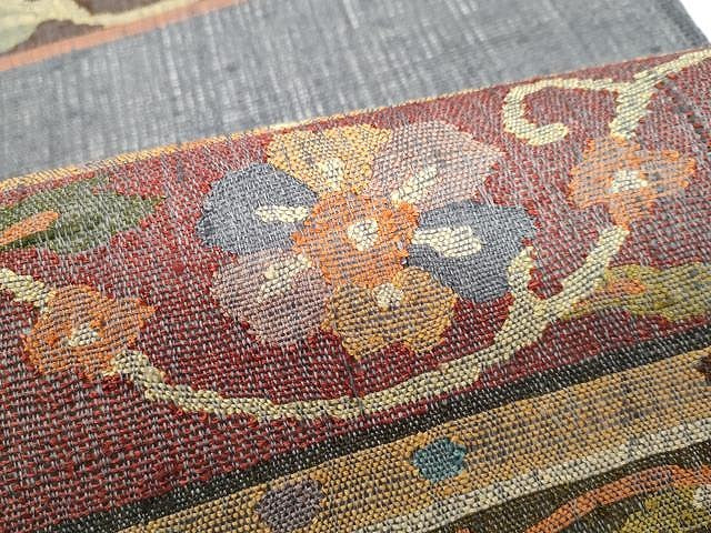 平和屋着物▽スリーシーズン 春夏秋 太鼓柄袋帯 横段花唐草文 正絹 逸品 CAAY9239yk