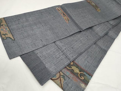 平和屋着物▽スリーシーズン 春夏秋 太鼓柄袋帯 横段花唐草文 正絹 逸品 CAAY9239yk