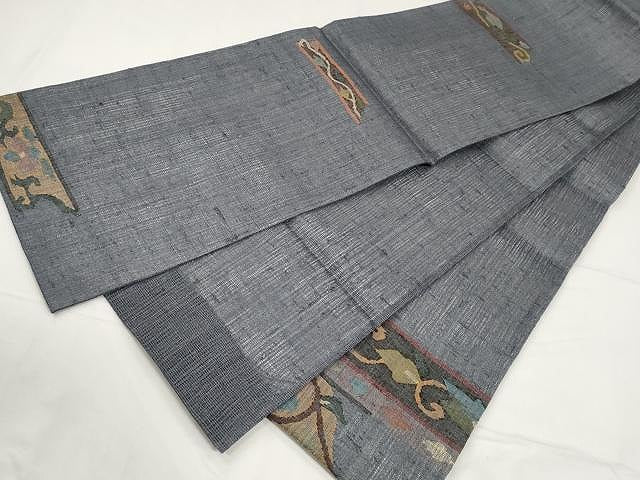 平和屋着物▽スリーシーズン 春夏秋 太鼓柄袋帯 横段花唐草文 正絹 逸品 CAAY9239yk