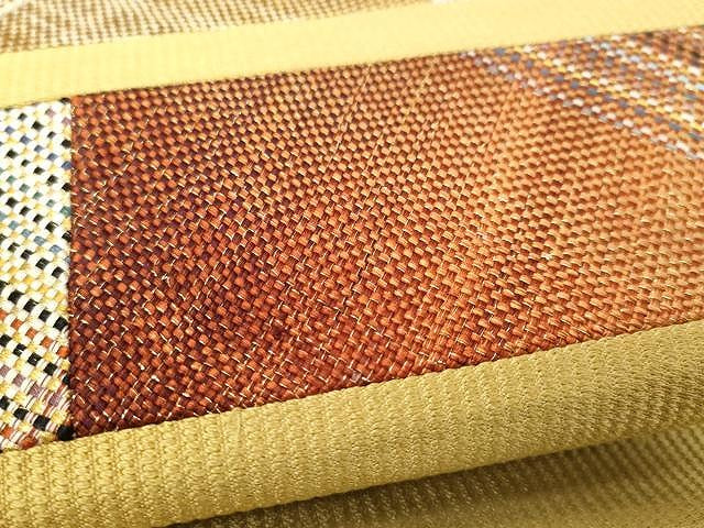 平和屋着物●太鼓柄袋帯　組織　切嵌　横段文　金糸　正絹　逸品　CAAY9250yk
