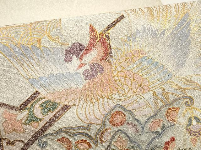 平和屋着物●綴れ　太鼓柄袋帯　鳳凰吉祥花文　金銀彩　正絹　逸品　CAAY9267yk