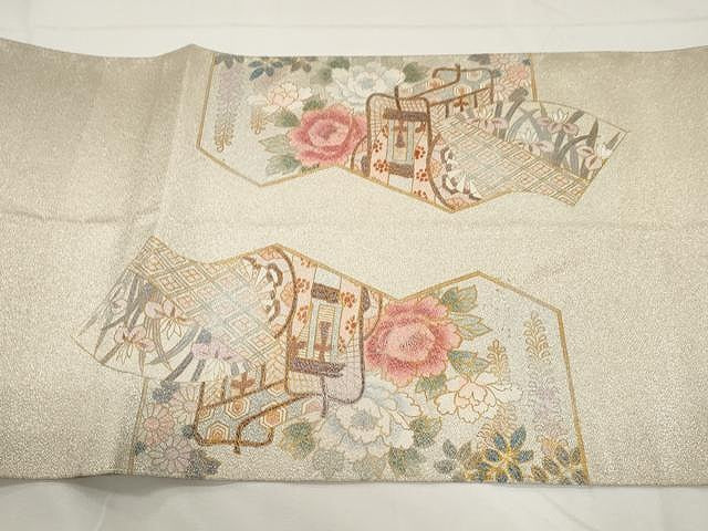 平和屋着物●綴れ　太鼓柄袋帯　鳳凰吉祥花文　金銀彩　正絹　逸品　CAAY9267yk