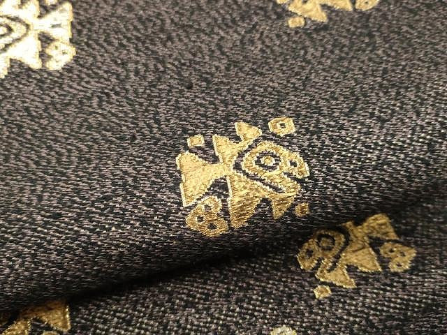 平和屋着物●六通柄袋帯　抽象間道　金銀糸　正絹　逸品　CAAY9284yk