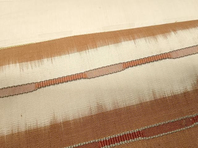 平和屋着物●太鼓柄袋帯 紬地 めがね織 横段文 正絹 逸品 CAAY9294yk