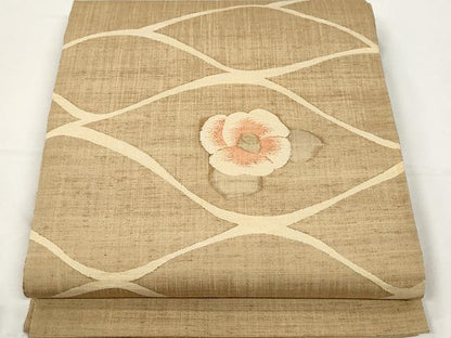 平和屋着物●太鼓柄袋帯 紬地 舞花文 正絹 逸品 CAAY9300yk