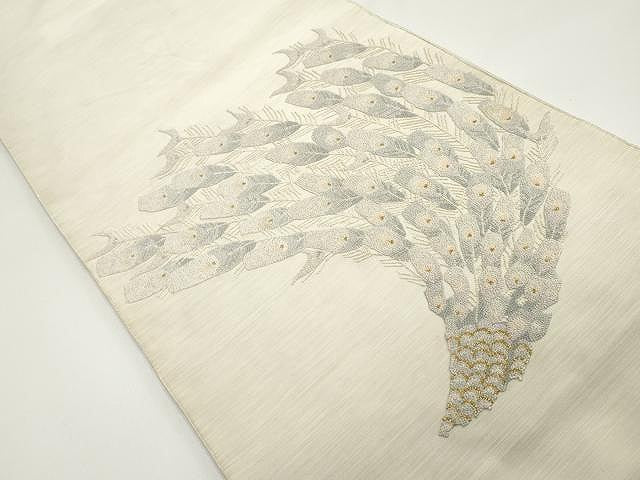 平和屋着物●極上 手織綴れ 山鹿清華 中国三大刺繍 総相良刺繍 太鼓柄袋帯 孔雀羽文 金糸 正絹 逸品 CAAY9316yk