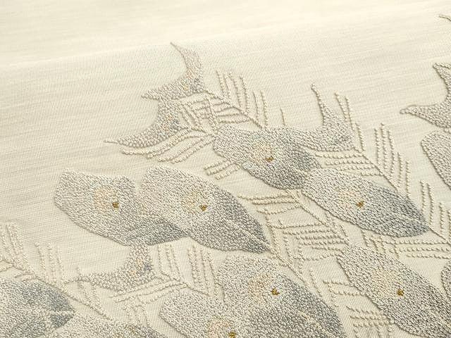 平和屋着物●極上 手織綴れ 山鹿清華 中国三大刺繍 総相良刺繍 太鼓柄袋帯 孔雀羽文 金糸 正絹 逸品 CAAY9316yk