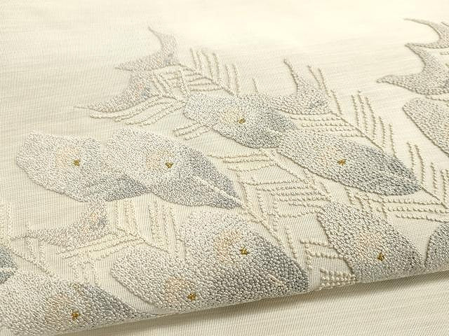 平和屋着物●極上 手織綴れ 山鹿清華 中国三大刺繍 総相良刺繍 太鼓柄袋帯 孔雀羽文 金糸 正絹 逸品 CAAY9316yk