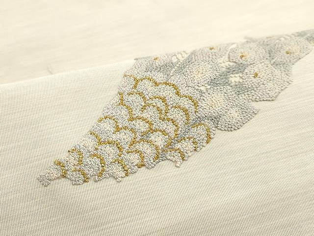 平和屋着物●極上 手織綴れ 山鹿清華 中国三大刺繍 総相良刺繍 太鼓柄袋帯 孔雀羽文 金糸 正絹 逸品 CAAY9316yk