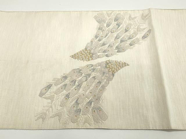 平和屋着物●極上 手織綴れ 山鹿清華 中国三大刺繍 総相良刺繍 太鼓柄袋帯 孔雀羽文 金糸 正絹 逸品 CAAY9316yk