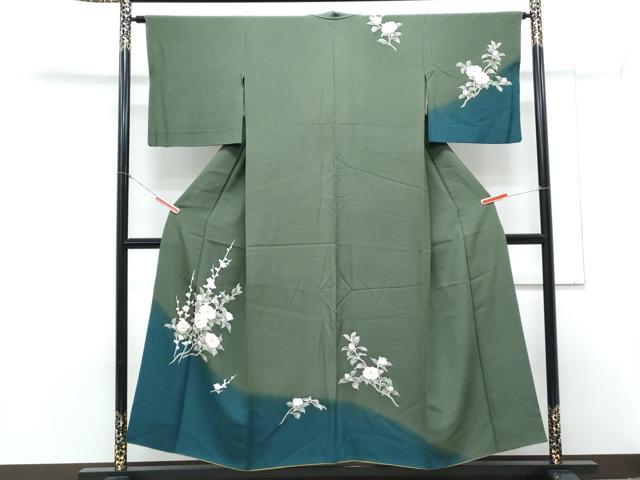 平和屋着物●訪問着 友禅 枝花文 暈し染め 背抜き仕立て 正絹 逸品 CAAY9415th