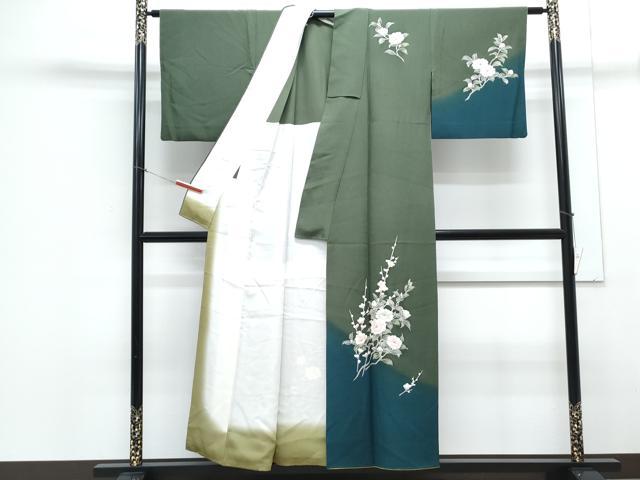 平和屋着物●訪問着 友禅 枝花文 暈し染め 背抜き仕立て 正絹 逸品 CAAY9415th