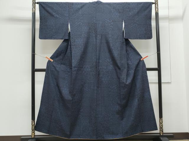 平和屋着物●結城紬　80亀甲　吉祥花文　正絹　逸品　CAAY9465th