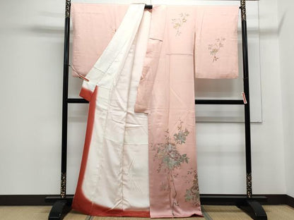 平和屋着物●訪問着　草花文　金銀彩　正絹　逸品　CAAY9466th