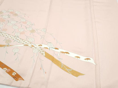 平和屋着物●訪問着　刺繍　草花文　暈し染め　金彩　正絹　逸品　CAAY9469th