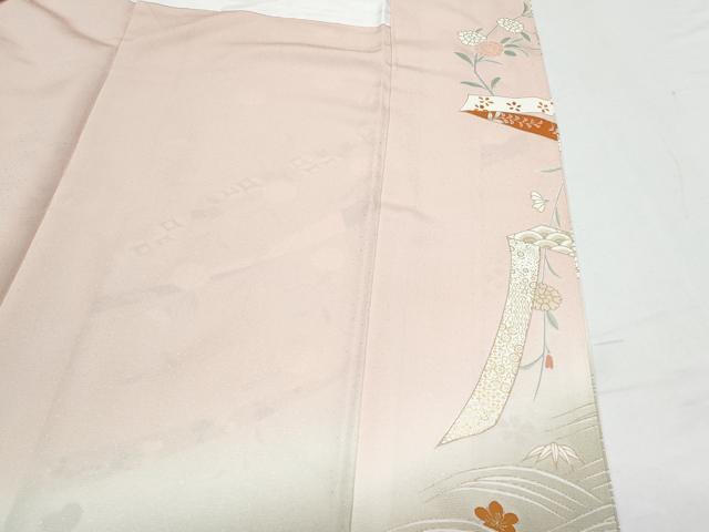平和屋着物●訪問着　刺繍　草花文　暈し染め　金彩　正絹　逸品　CAAY9469th