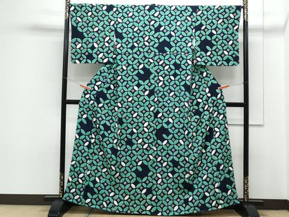 平和屋着物●上質な小紋　絞り　七宝文　正絹　逸品　未使用　CAAY9482th