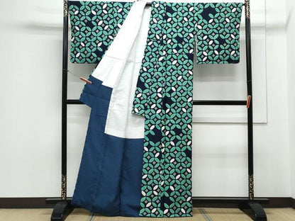 平和屋着物●上質な小紋　絞り　七宝文　正絹　逸品　未使用　CAAY9482th