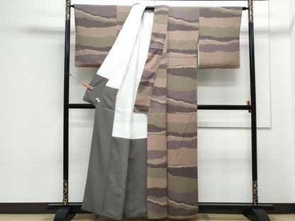 平和屋着物●上質な小紋　吉祥文　鬼しぼ縮緬　正絹　逸品　CAAY9483th