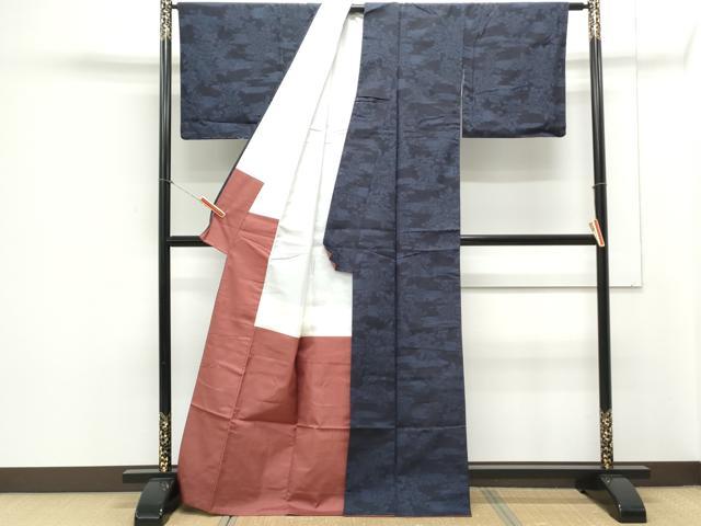 平和屋着物●結城紬　エ霞花文　正絹　逸品　CAAY9499th