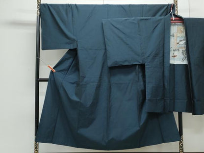 平和屋着物●男性　紬　色無地　アンサンブル　褐返色　正絹　逸品　CAAY9511th
