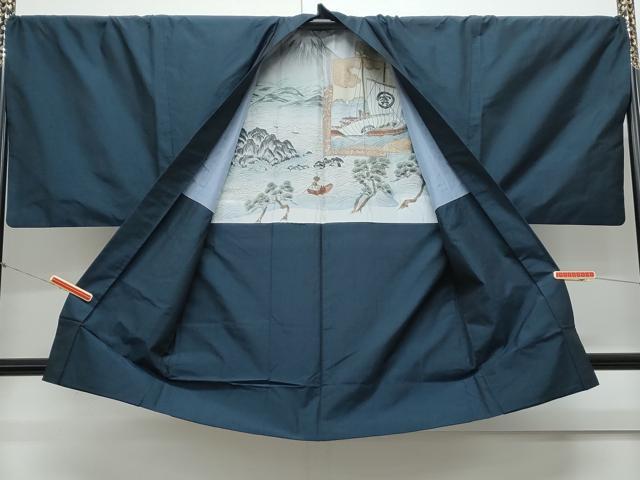 平和屋着物●男性　紬　色無地　アンサンブル　褐返色　正絹　逸品　CAAY9511th
