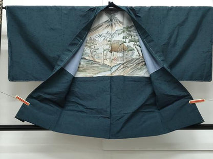 平和屋着物●男性　紬　髭紬羽織セット　霞文　正絹　逸品　CAAY9512th