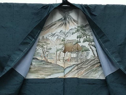 平和屋着物●男性　紬　髭紬羽織セット　霞文　正絹　逸品　CAAY9512th