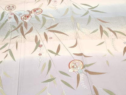 平和屋着物●訪問着　花蝶丸文　暈し染め　金彩　正絹　逸品　CAAY9516th