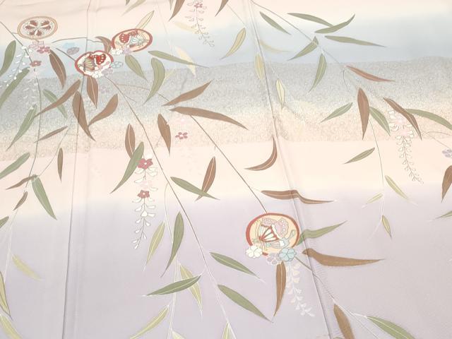 平和屋着物●訪問着　花蝶丸文　暈し染め　金彩　正絹　逸品　CAAY9516th