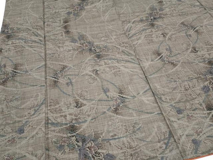 平和屋着物●本場大島紬 9マルキ 草花文 正絹 逸品 CAAY9521th