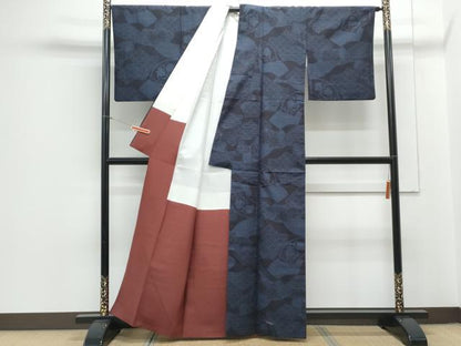 平和屋着物●結城紬 80亀甲 扇面吉祥文 証紙付き 正絹 逸品 CAAY9553th