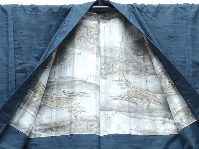 平和屋着物●男性　紬　アンサンブル　霞文　正絹　逸品　未使用　CAAY9564th