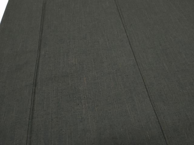 平和屋着物●男性　紬　アンサンブル　色無地　暗黒色　正絹　逸品　CAAY9566th