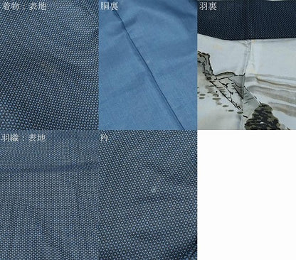平和屋着物●男性　紬　アンサンブル　100亀甲　正絹　逸品　CAAY9569th