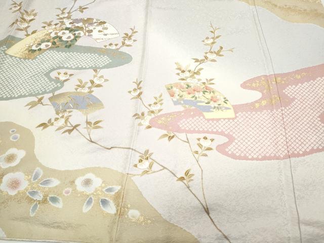 平和屋着物●訪問着　長襦袢セット　無双仕立て　駒刺繍　地紙花文　暈し染　金彩　正絹　逸品　CAAY9595th