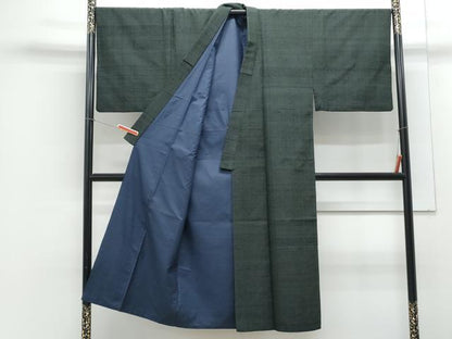 平和屋着物●男性　紬　アンサンブル　色無地　百入茶色　正絹　逸品　CAAY9597th