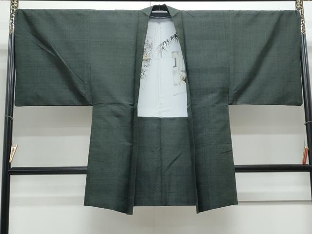平和屋着物●男性　紬　アンサンブル　色無地　百入茶色　正絹　逸品　CAAY9597th