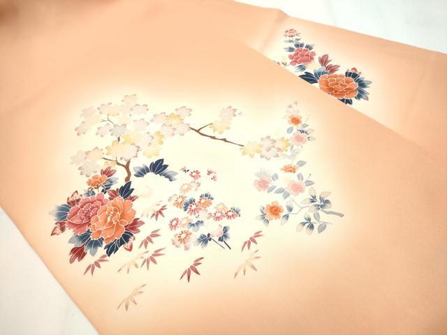 平和屋着物●塩瀬　九寸名古屋帯　友禅　枝花文　正絹　逸品　CAAY9602hy