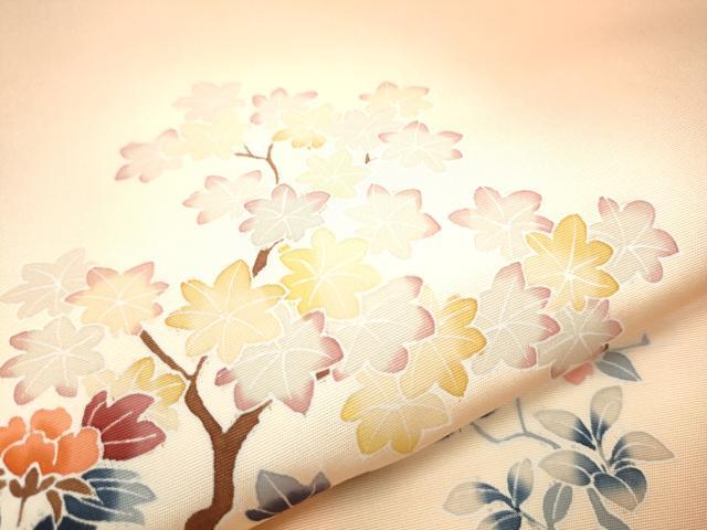 平和屋着物●塩瀬　九寸名古屋帯　友禅　枝花文　正絹　逸品　CAAY9602hy