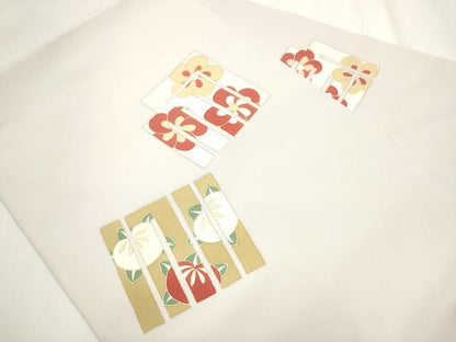平和屋着物●塩瀬 九寸名古屋帯 源氏香花文 金彩 薄梅鼠色 正絹 逸品 CAAY9604hy